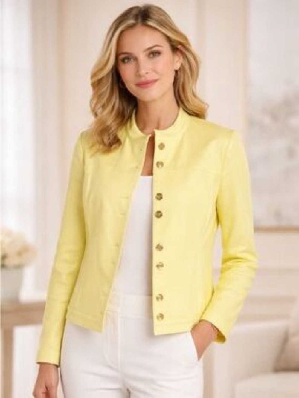 St John Sport Yellow Green Blazer Quiet Luxury Dark Academia Size XL